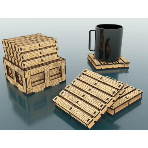 Boxed Pallet Coaster x 4 + Box