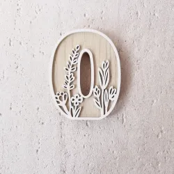1pc Floral Carved Wooden Letter, Rustic Wood Alphabet Wall Decor - O